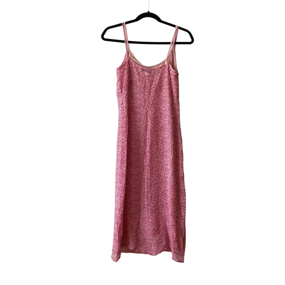 TRIO New York 100% Silk Floral Midi Dress Pink Layered Slip Size 4